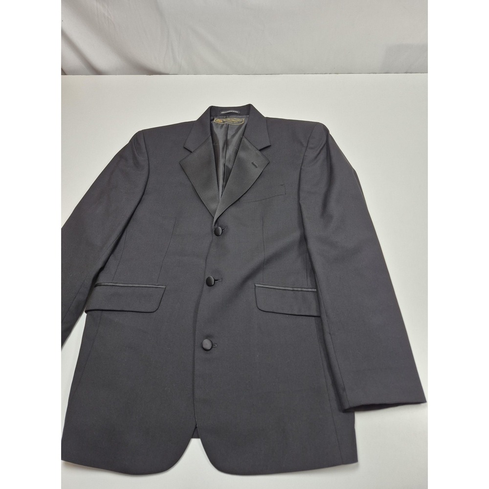 Loro Piana Lubiam Suit Jacket Mens 39R Black Super 110s Wool Shawl Lapel Tuxedo